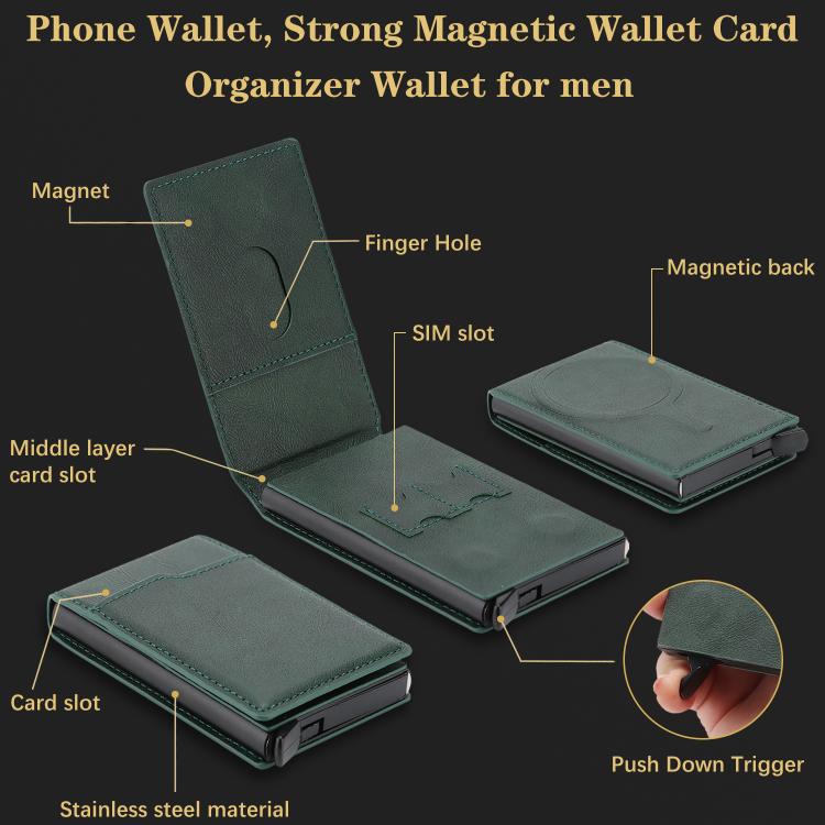 Magnetic Alloy Ring Vegan Leather Card Bag