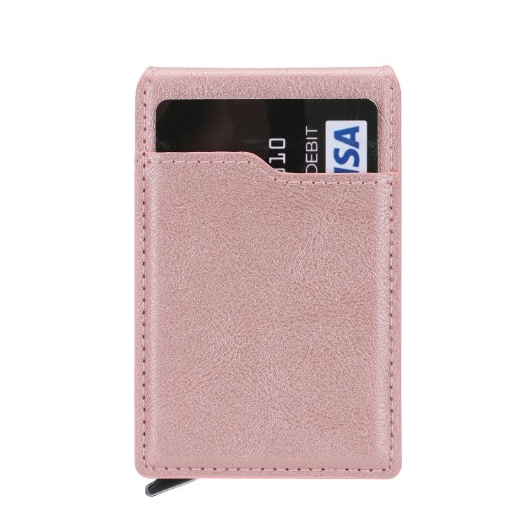 Magnetic Alloy Ring Vegan Leather Card Bag