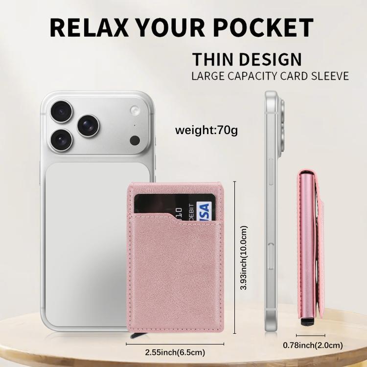 Magnetic Alloy Ring Vegan Leather Card Bag