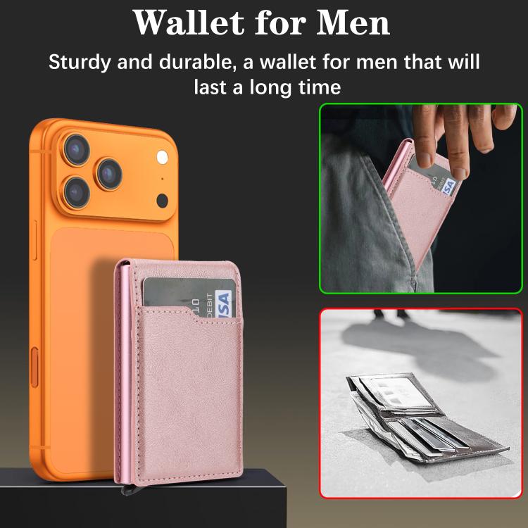 Magnetic Alloy Ring Vegan Leather Card Bag