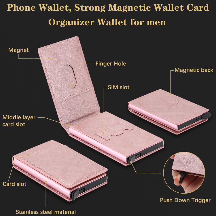 Magnetic Alloy Ring Vegan Leather Card Bag