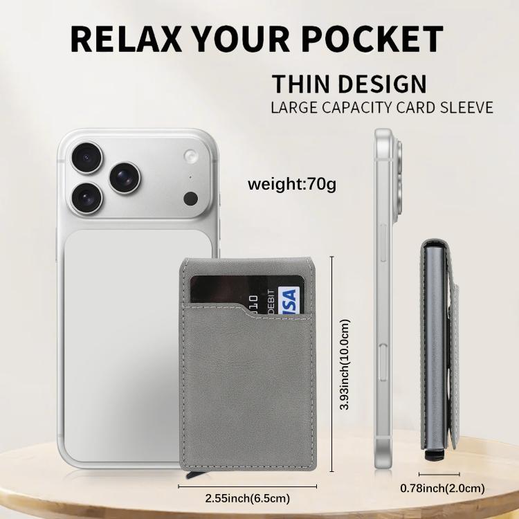 Magnetic Alloy Ring Vegan Leather Card Bag