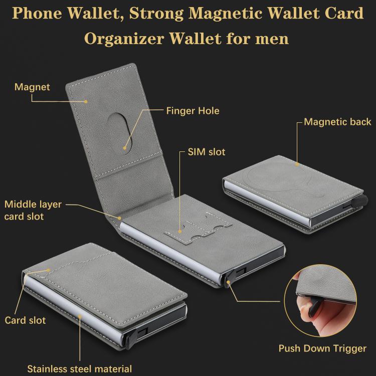 Magnetic Alloy Ring Vegan Leather Card Bag