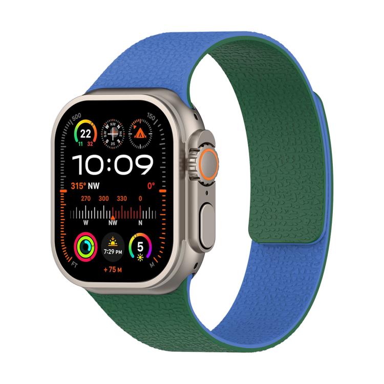 For Apple Watch 46mm / 49mm / 45mm / 44mm Color-blocking Litchi Texture Magnetic Silicone Watch Band