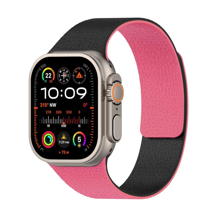 For Apple Watch 42mm / 41mm / 40mm / 38mm Color-blocking Litchi Texture Magnetic Silicone Watch Band