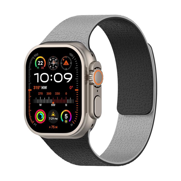 For Apple Watch 42mm / 41mm / 40mm / 38mm Color-blocking Litchi Texture Magnetic Silicone Watch Band