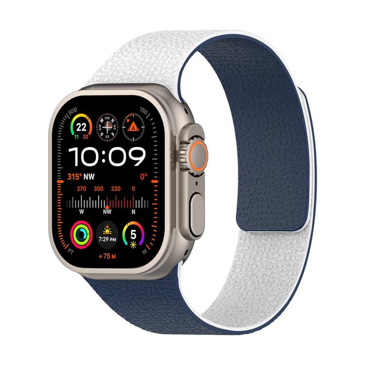 For Apple Watch 42mm / 41mm / 40mm / 38mm Color-blocking Litchi Texture Magnetic Silicone Watch Band