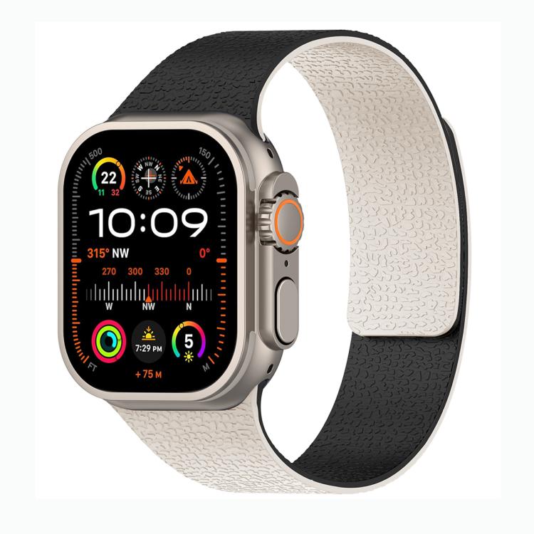For Apple Watch 42mm / 41mm / 40mm / 38mm Color-blocking Litchi Texture Magnetic Silicone Watch Band