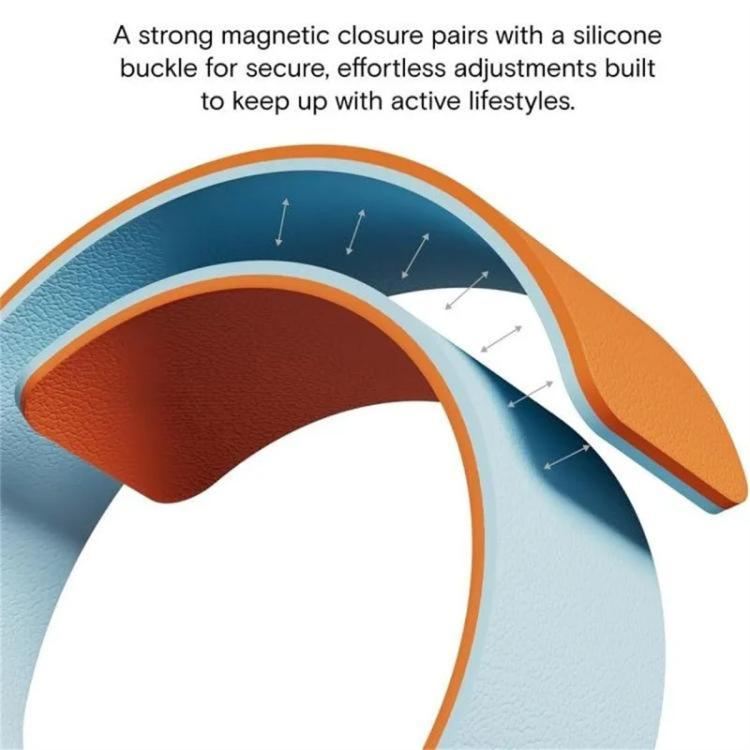 For Apple Watch 46mm / 49mm / 45mm / 44mm Color-blocking Litchi Texture Magnetic Silicone Watch Band