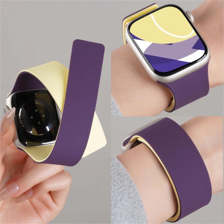 For Apple Watch 42mm / 41mm / 40mm / 38mm Color-blocking Litchi Texture Magnetic Silicone Watch Band