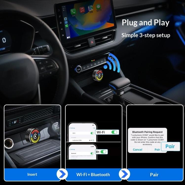 M47 2 in 1 AI Box CarPlay / Android Auto Wired to Wireless Converter Car Wireless Adapter