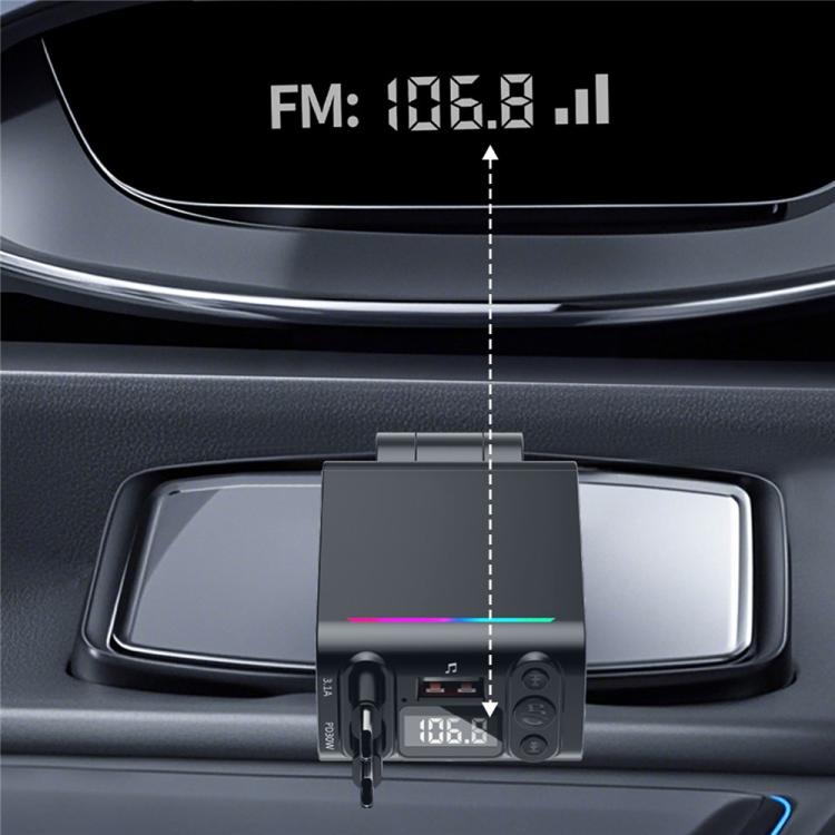 C88 With Dual Retractable Cable Bluetooth 5.3 USB Car Charger Cigarette Lighter Adapter
