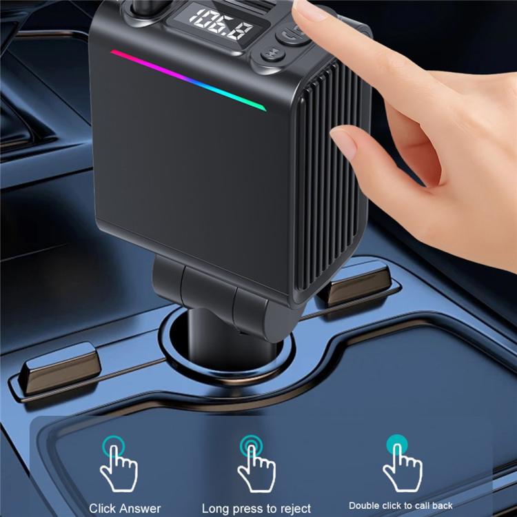 C88 With Dual Retractable Cable Bluetooth 5.3 USB Car Charger Cigarette Lighter Adapter
