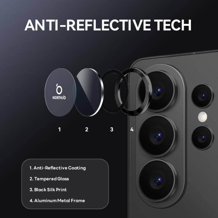 For Samsung Galaxy S26 Ultra 5G NORTHJO Camera Lens Protector CD Metal Ring Tempered Glass Film
