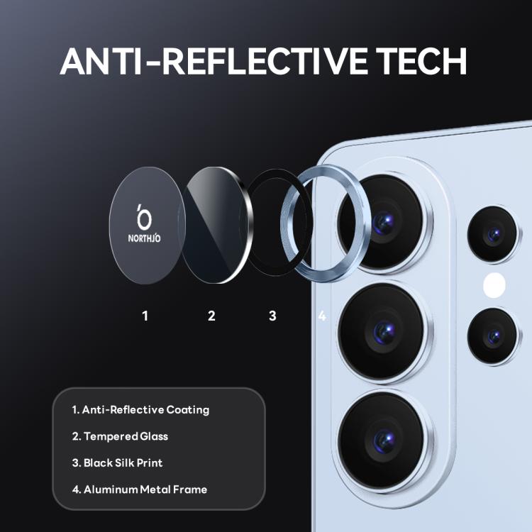 For Samsung Galaxy S26 Ultra 5G NORTHJO Camera Lens Protector CD Metal Ring Tempered Glass Film