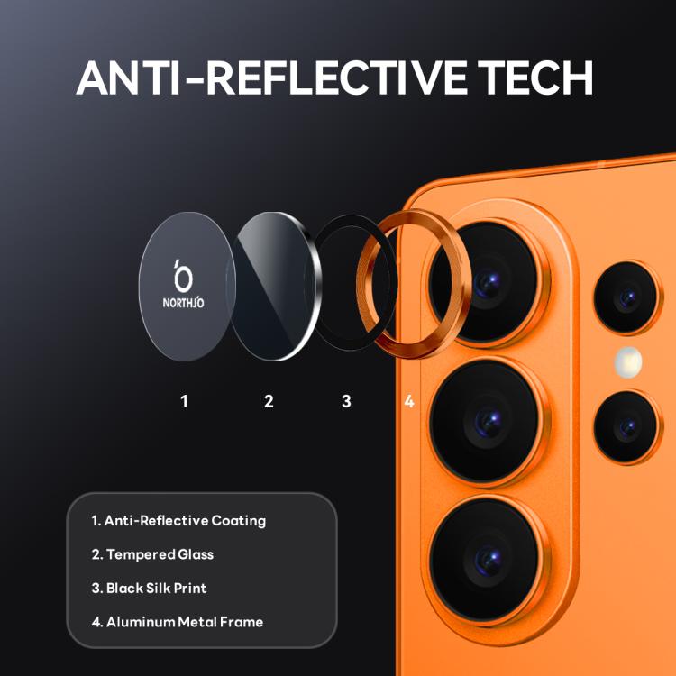 For Samsung Galaxy S26 Ultra 5G NORTHJO Camera Lens Protector CD Metal Ring Tempered Glass Film