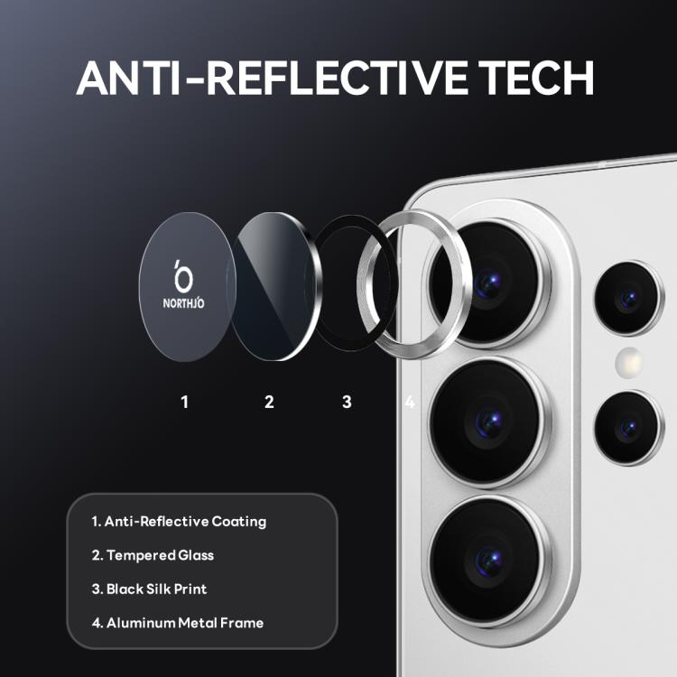 For Samsung Galaxy S26 Ultra 5G NORTHJO Camera Lens Protector CD Metal Ring Tempered Glass Film