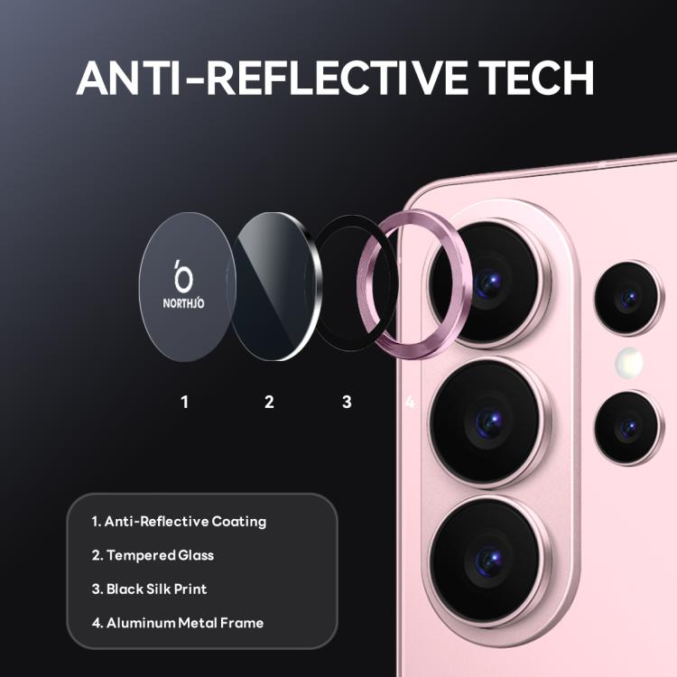For Samsung Galaxy S26 Ultra 5G NORTHJO Camera Lens Protector CD Metal Ring Tempered Glass Film