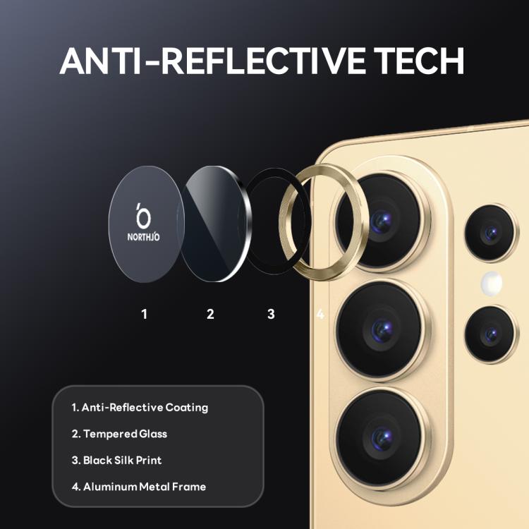 For Samsung Galaxy S26 Ultra 5G NORTHJO Camera Lens Protector CD Metal Ring Tempered Glass Film