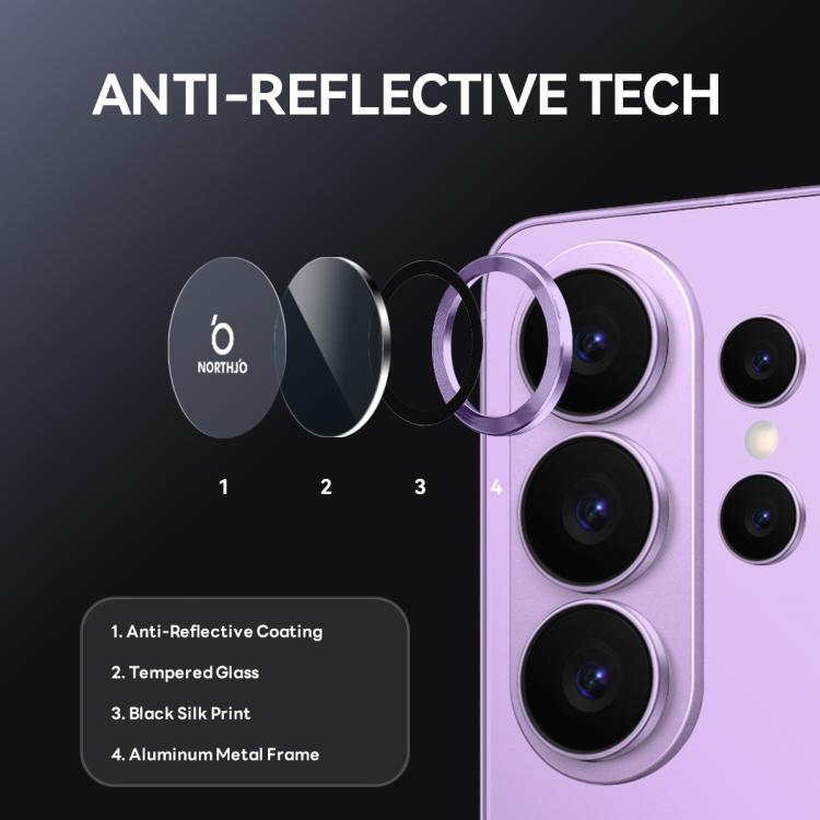 For Samsung Galaxy S26 Ultra 5G NORTHJO Camera Lens Protector CD Metal Ring Tempered Glass Film
