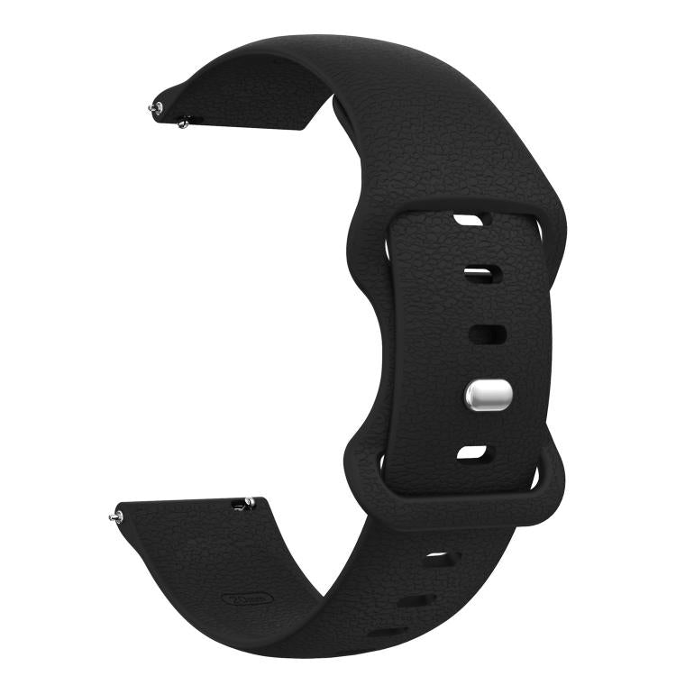 18mm Lychee Texture Butterfly Clasp Solid Color Silicone Watch Band