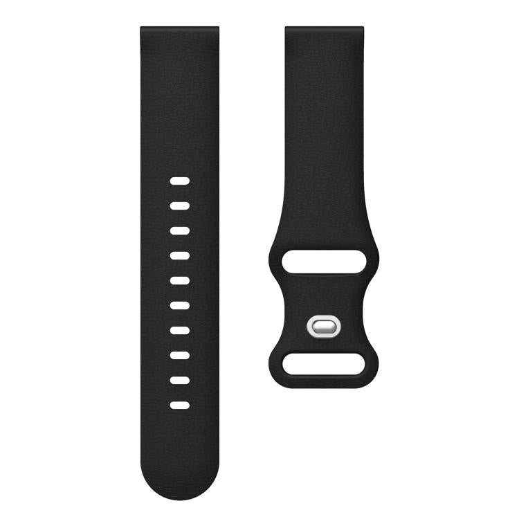22mm Lychee Texture Butterfly Clasp Solid Color Silicone Watch Band