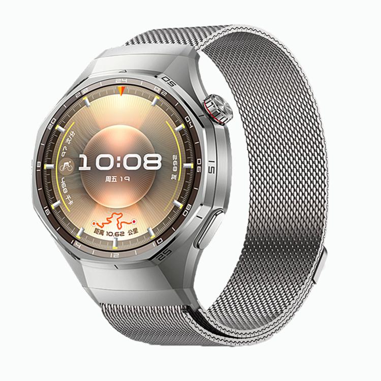 For Huawei Watch GT 6 Pro Press Button Seamless Interface Milanese Magnetic Stainless Steel Watch Band