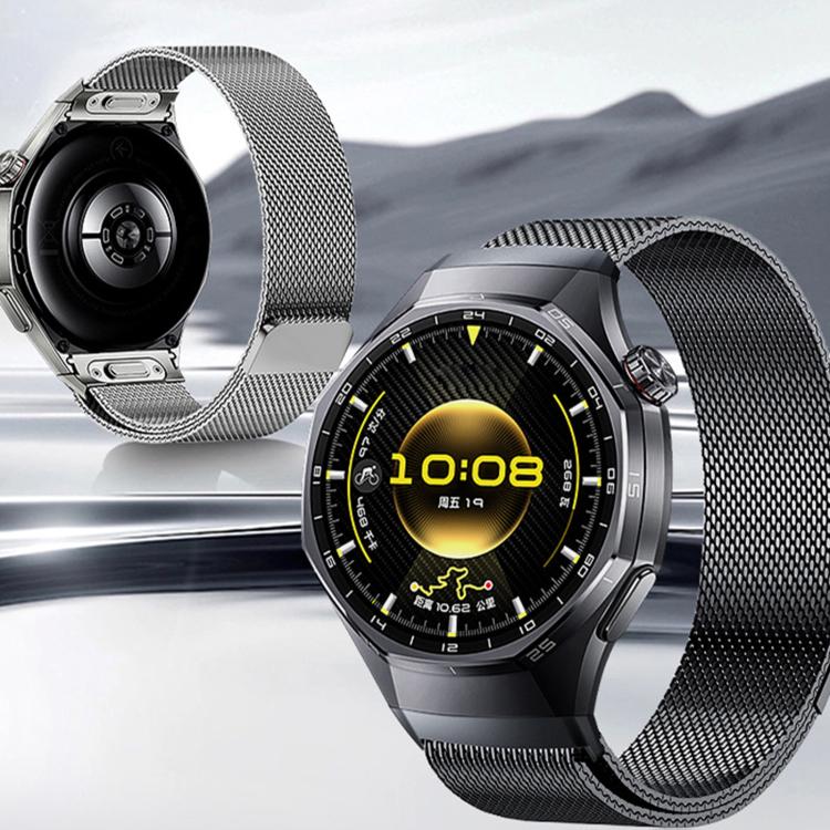 For Huawei Watch GT 6 Pro Press Button Seamless Interface Milanese Magnetic Stainless Steel Watch Band