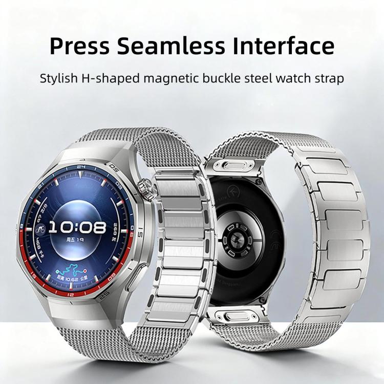 For Huawei Watch GT 6 Pro Press Button Seamless Interface I-shaped Magnetic Stainless Steel Watch Band