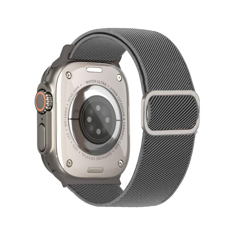 For Apple Watch 46mm / 49mm / 45mm / 44mm Diagonal Striped D-ring Buckle Nylon Elastic Watch Band