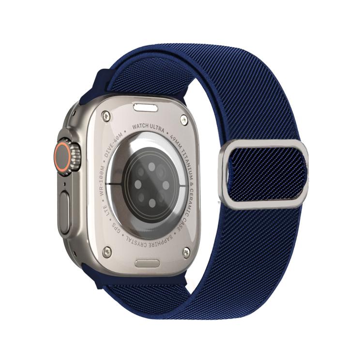 For Apple Watch 46mm / 49mm / 45mm / 44mm Diagonal Striped D-ring Buckle Nylon Elastic Watch Band