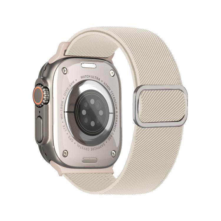 For Apple Watch 46mm / 49mm / 45mm / 44mm Diagonal Striped D-ring Buckle Nylon Elastic Watch Band