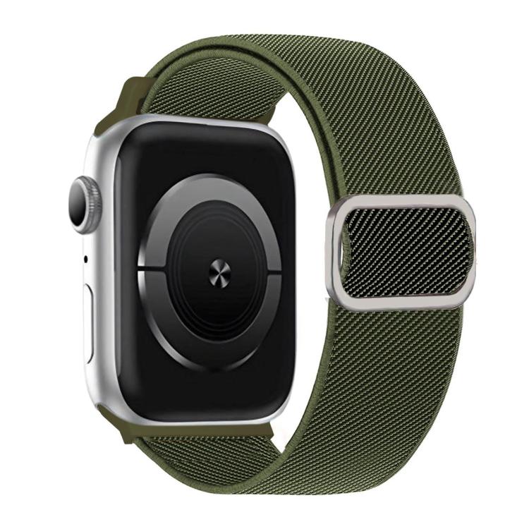 For Apple Watch 42mm / 41mm / 40mm / 38mm Diagonal Striped D-ring Buckle Nylon Elastic Watch Band