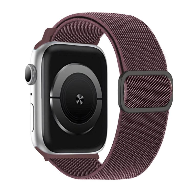 For Apple Watch 42mm / 41mm / 40mm / 38mm Diagonal Striped D-ring Buckle Nylon Elastic Watch Band
