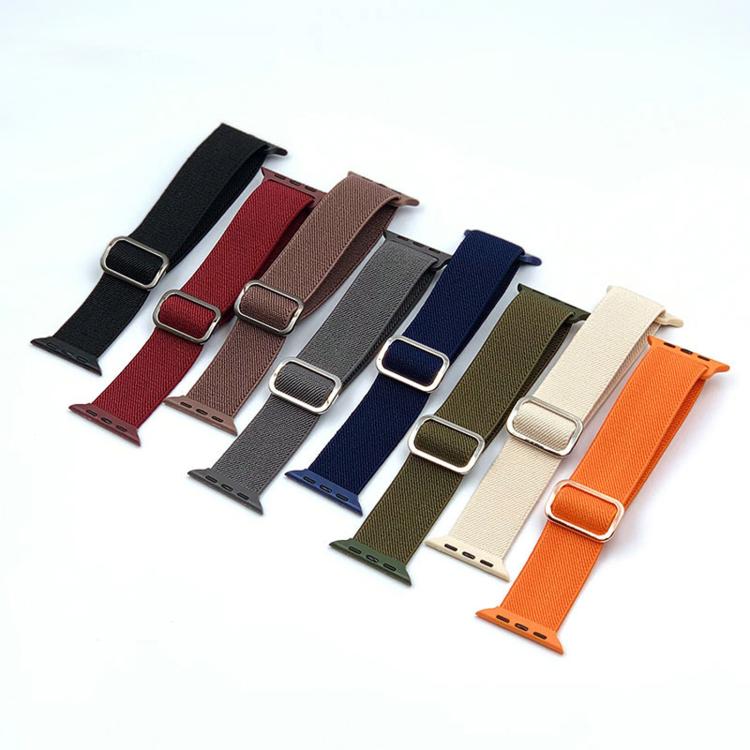 For Apple Watch 42mm / 41mm / 40mm / 38mm Diagonal Striped D-ring Buckle Nylon Elastic Watch Band