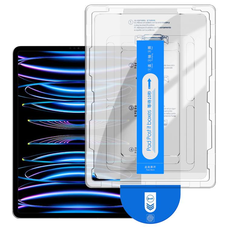For iPad Pro 12.9 2022 / 2021 Easy Install Box Dust-Free Curved Edge HD Tempered Glass Film