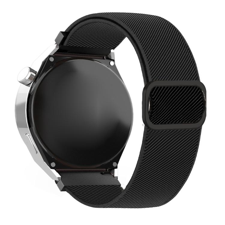 22mm Diagonal Striped D-ring Buckle Nylon Elastic Watch Band
