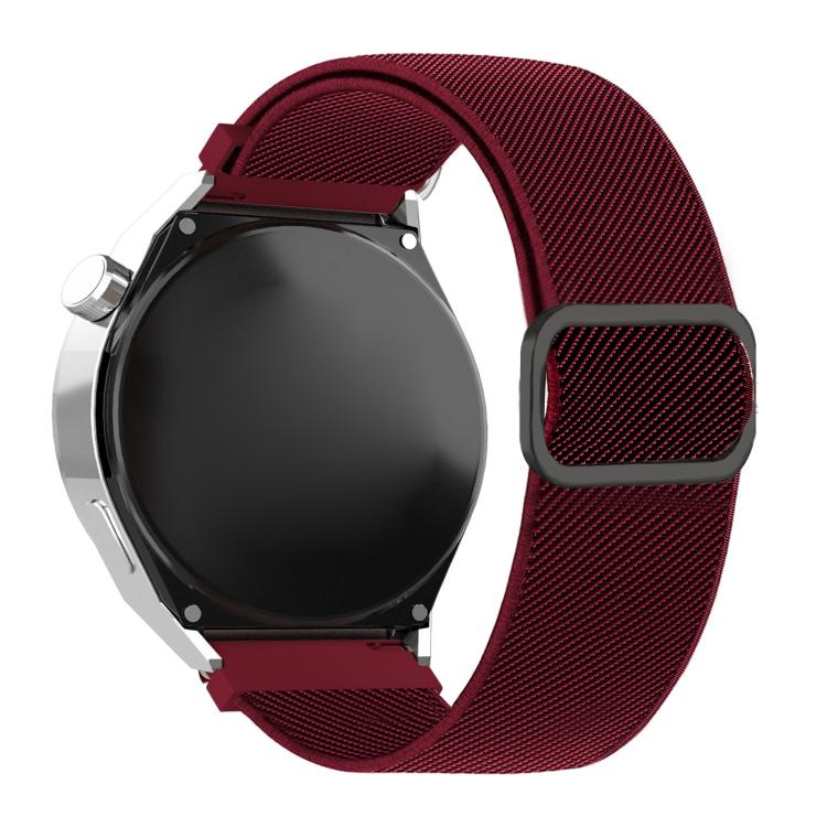 22mm Diagonal Striped D-ring Buckle Nylon Elastic Watch Band