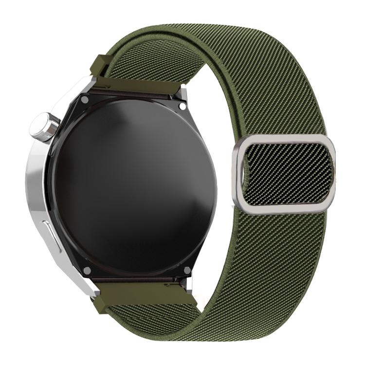 22mm Diagonal Striped D-ring Buckle Nylon Elastic Watch Band