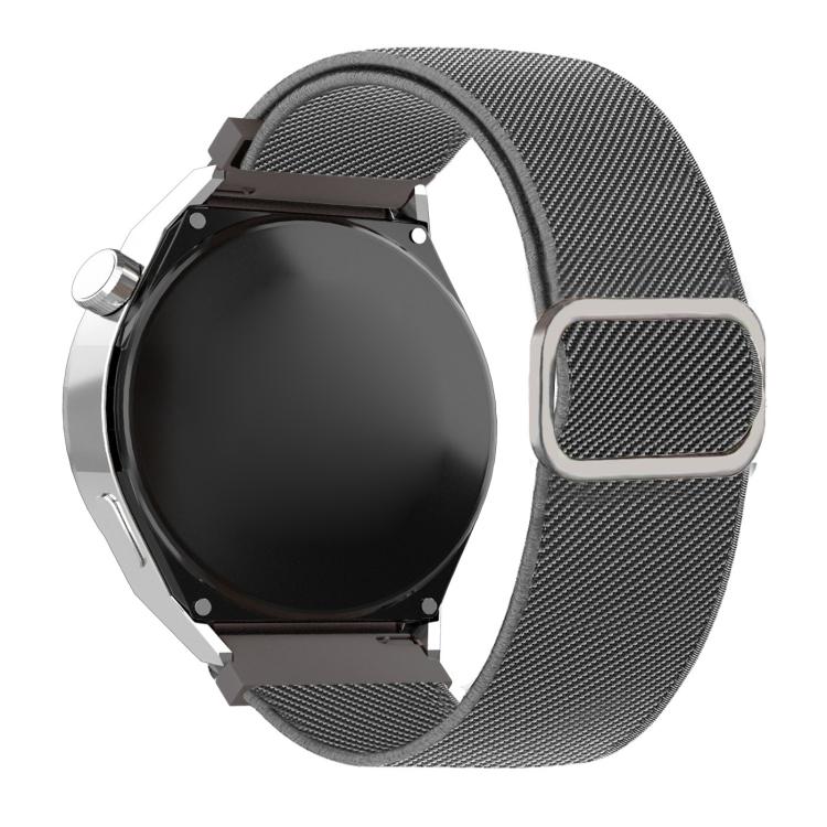 22mm Diagonal Striped D-ring Buckle Nylon Elastic Watch Band