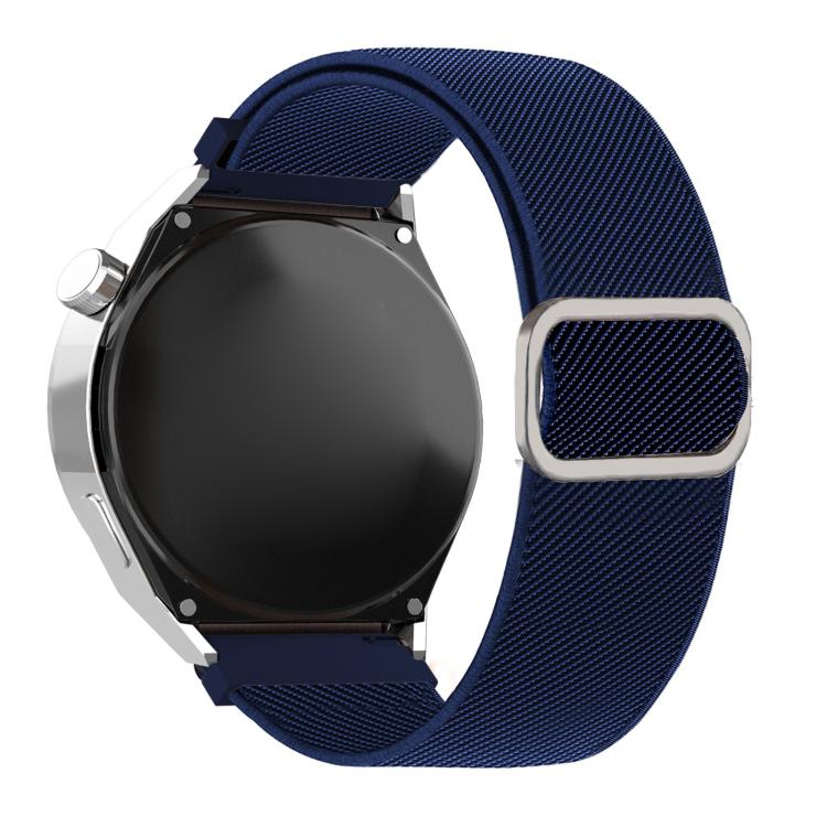 22mm Diagonal Striped D-ring Buckle Nylon Elastic Watch Band
