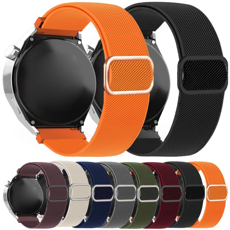 22mm Diagonal Striped D-ring Buckle Nylon Elastic Watch Band
