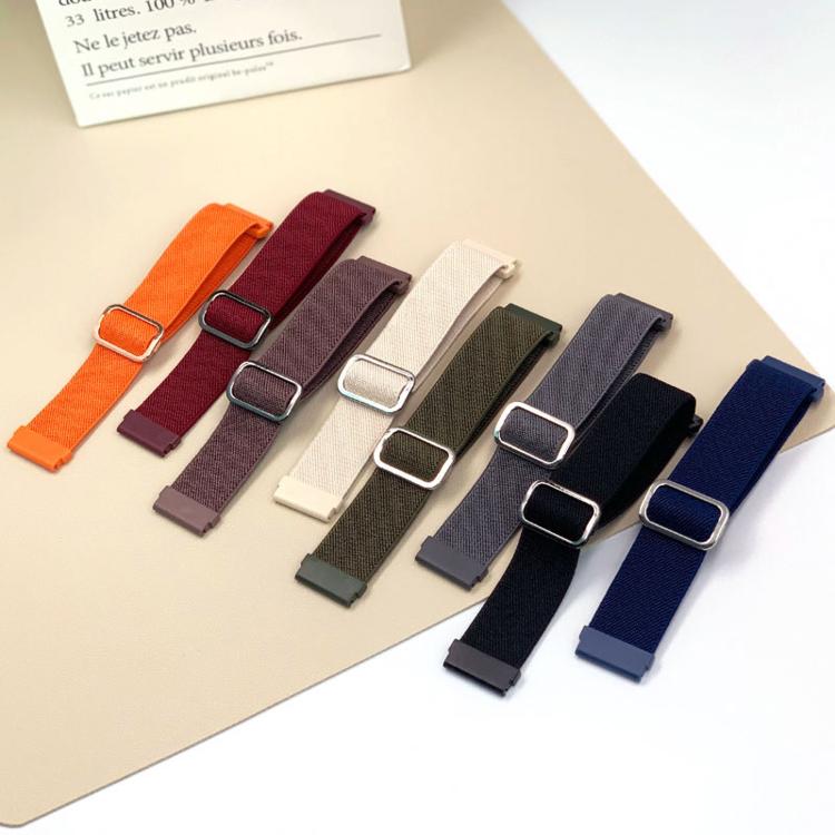 22mm Diagonal Striped D-ring Buckle Nylon Elastic Watch Band