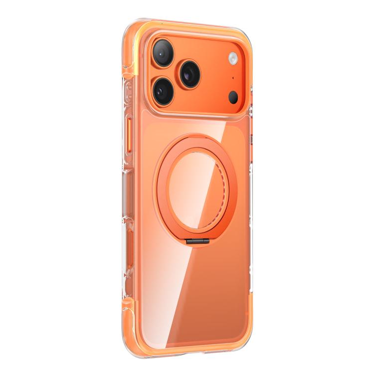 For iPhone 17 Pro Max Vacuum-Sealed Transparent Airbag Magnetic Rotation Holder Acrylic Phone Case