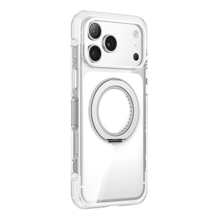 For iPhone 17 Pro Vacuum-Sealed Transparent Airbag Magnetic Rotation Holder Acrylic Phone Case
