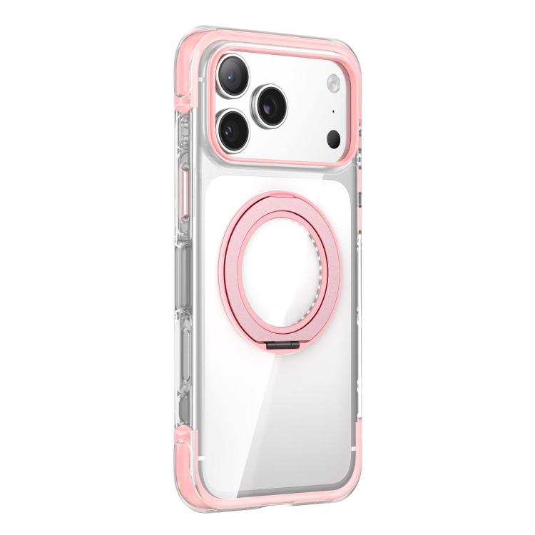 For iPhone 17 Pro Vacuum-Sealed Transparent Airbag Magnetic Rotation Holder Acrylic Phone Case