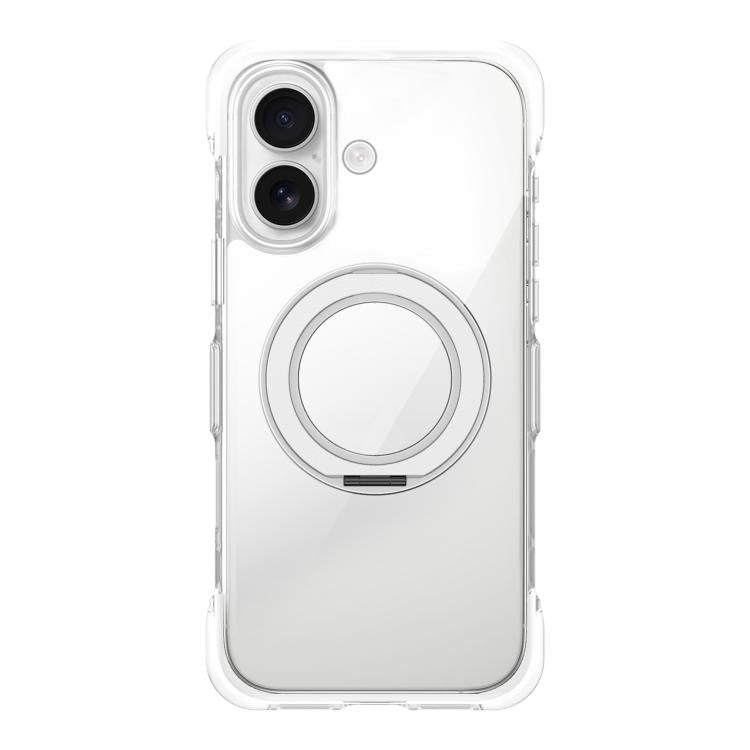 For iPhone 17 Vacuum-Sealed Transparent Airbag Magnetic Rotation Holder Acrylic Phone Case