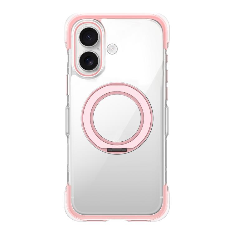 For iPhone 17 Vacuum-Sealed Transparent Airbag Magnetic Rotation Holder Acrylic Phone Case