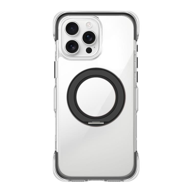 For iPhone 16 Pro Vacuum-Sealed Transparent Airbag Magnetic Rotation Holder Acrylic Phone Case