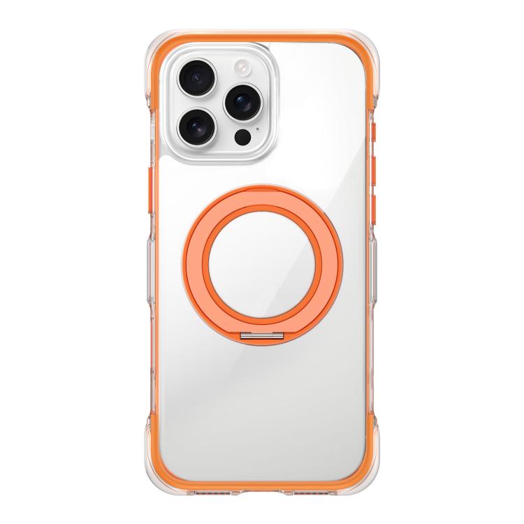 For iPhone 16 Pro Vacuum-Sealed Transparent Airbag Magnetic Rotation Holder Acrylic Phone Case